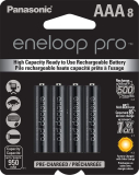 Panasonic Eneloop Pro AAA Ni-MH Pre-Charged Rechargeable Batteries 8ct