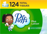 2-PK Puffs Plus Lotion Facial Tissue, 1 Family Box, 124 Tissues Per Box