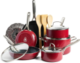 Red Volcano Textured Ceramic Nonstick 14-Piece Cookware Set