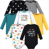 7-Pc Hudson Baby Unisex-Baby Cotton Long-sleeve Bodysuits