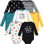 7-Pc Hudson Baby Unisex-Baby Cotton Long-sleeve Bodysuits