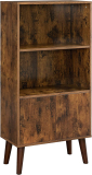 VASAGLE 2-Tier Retro Bookshelf with Doors