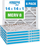 6-Pack Aerostar 14x14x1 MERV 8 Pleated AC Furnace Air Filter