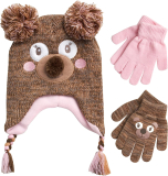 ABG Accessories Girls Critter Winter Hat and 2 Pair Gloves