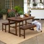 Walker Edison 6-8 Person Outdoor Wood Chevron Patio Dining Set