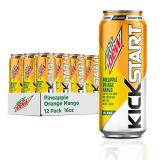 12Ct Mountain Dew Kickstart Pineapple Orange Mango 90mg Caffeine