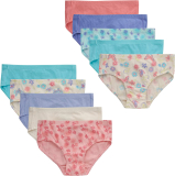 10-Pk Hanes Girls & Toddler Cotton Knit Tagless Brief Underwear