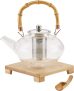 BonJour Tea Glass Zen Teapot w/Infuser and Bamboo Trivet 34oz