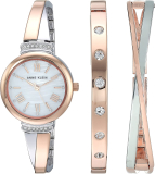 Anne Klein Womens Premium Crystal Accented Bangle Watch Set
