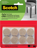 32-Count Scotch Felt Pads, Round, 1 in. Diameter