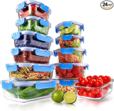 24-Piece NutriChef Glass Food Storage Containers w/Lids